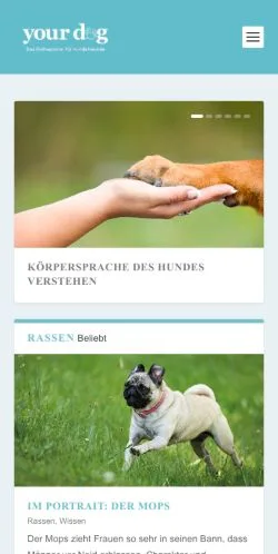 Anteprima del sito YOUR DOG, media di Austria per articoli sponsorizzati