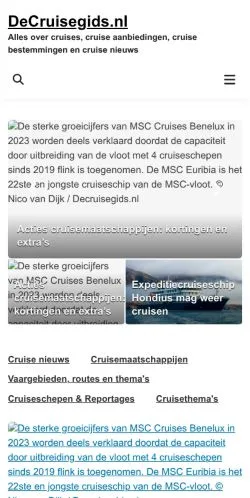 Anteprima del sito DeCruisegids, media di Paesi Bassi per articoli sponsorizzati
