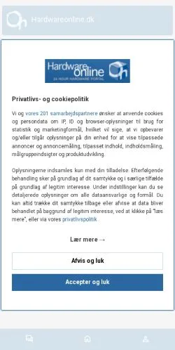 Preview of the HardwareOnline website, a media outlet in Denmark for sponsored articles