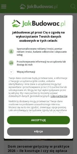 Anteprima del sito JakBudowac, media di Polonia per articoli sponsorizzati