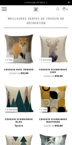 Pré-visualização do site Coin Coussin, meio de França para artigos patrocinados