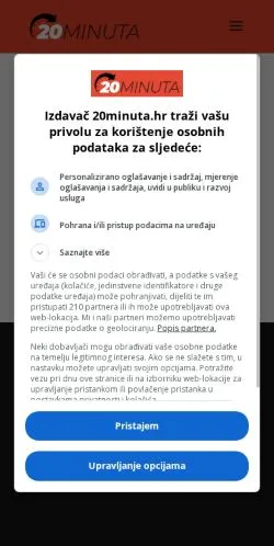 Anteprima del sito 20 Minuta, media di Stati Uniti per articoli sponsorizzati