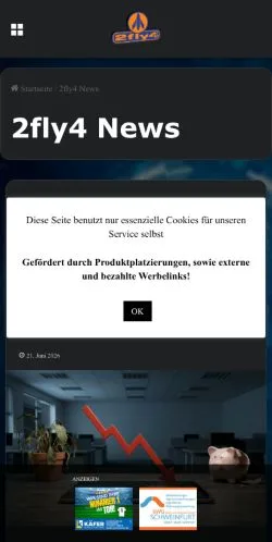 Sponsorlu makaleler için Almanya medyası 2fly4 News sitesinin önizlemesi