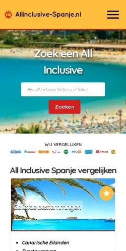 Anteprima del sito All Inclusive Spanje, media di Paesi Bassi per articoli sponsorizzati