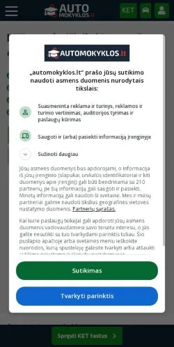 Anteprima del sito AutoMokyklos, media di Lituania per articoli sponsorizzati