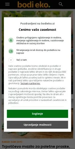 Anteprima del sito Bodi Eko, media di Slovenia per articoli sponsorizzati