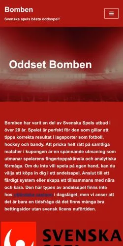 Anteprima del sito ODDSET BOMBEN, media di Svezia per articoli sponsorizzati