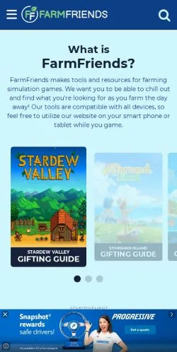 Anteprima del sito FarmFriends, media di Stati Uniti per articoli sponsorizzati