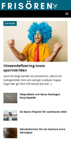 Anteprima del sito Frisören, media di Svezia per articoli sponsorizzati