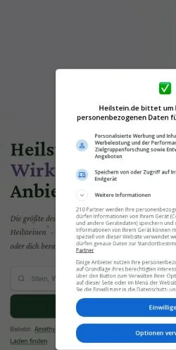 Vorschau der Website Heilsteine, Medium aus Deutschland für gesponserte Artikel