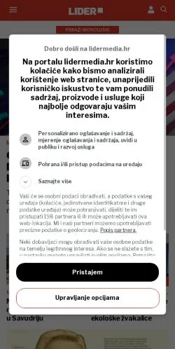 Anteprima del sito Lider Media, media di Croazia per articoli sponsorizzati