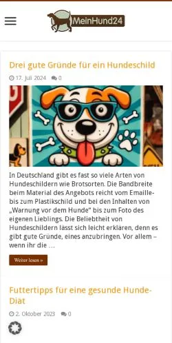 Anteprima del sito MeinHund24, media di Germania per articoli sponsorizzati