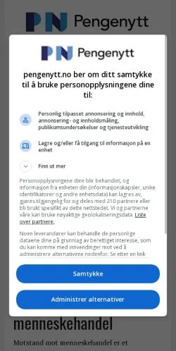Anteprima del sito Pengenytt, media di Norvegia per articoli sponsorizzati
