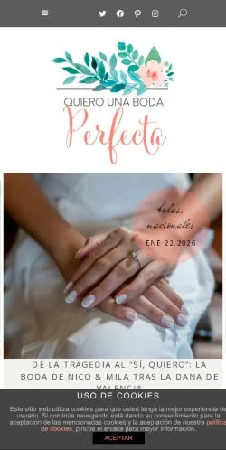 Anteprima del sito Quiero Una Boda Perfecta, media di Spagna per articoli sponsorizzati