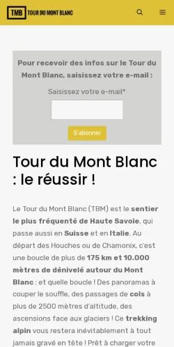 Anteprima del sito Le Tour du Mont Blanc, media di Francia per articoli sponsorizzati