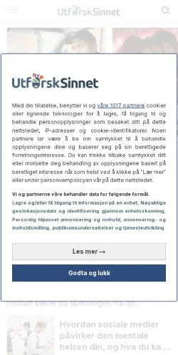 Anteprima del sito Utforsk Sinnet, media di Norvegia per articoli sponsorizzati