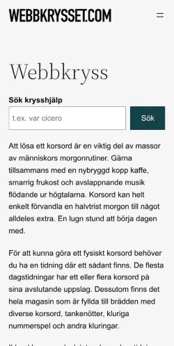 Forhåndsvisning av nettstedet Webbkrysset, medium fra Sverige for sponsede artikler