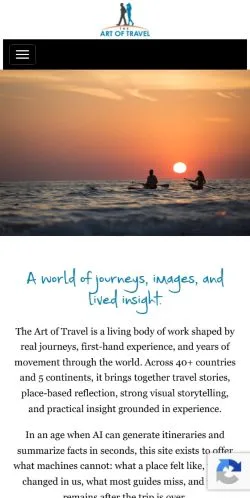 Podgląd witryny Art of Travel, medium z kraju Stany Zjednoczone do artykułów sponsorowanych