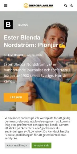 Anteprima del sito Energibalans, media di Svezia per articoli sponsorizzati