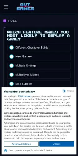Sponsorlu makaleler için Amerika Birleşik Devletleri medyası Out Of Games sitesinin önizlemesi