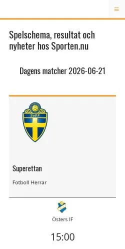 Anteprima del sito Sporten, media di Svezia per articoli sponsorizzati