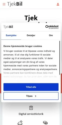 Anteprima del sito TjekBil, media di Danimarca per articoli sponsorizzati
