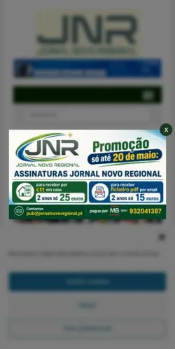 Anteprima del sito Jornal Novo Regional, media di Portogallo per articoli sponsorizzati