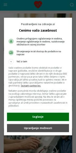 Anteprima del sito Zdravje, media di Slovenia per articoli sponsorizzati