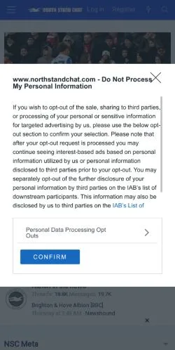 Forhåndsvisning av nettstedet North Stand Chat, medium fra USA for sponsede artikler