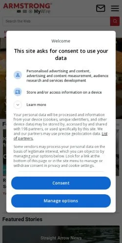 Pré-visualização do site Armstrong MyWire, meio de Estados Unidos para artigos patrocinados