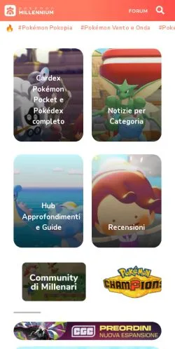 Anteprima del sito Pokémon Millennium, media di Italia per articoli sponsorizzati
