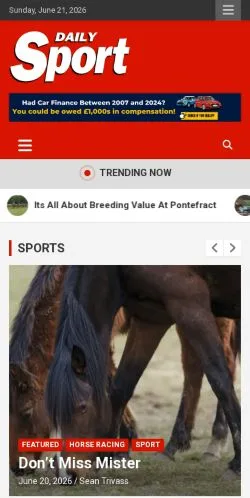 Anteprima del sito Daily Sport, media di Regno Unito per articoli sponsorizzati