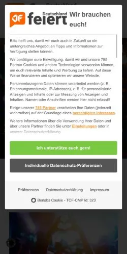 Anteprima del sito Party Planung, media di Germania per articoli sponsorizzati