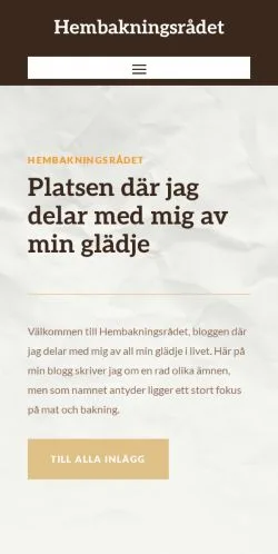 Anteprima del sito Startsida ~ Hembakningsrådet, media di Svezia per articoli sponsorizzati