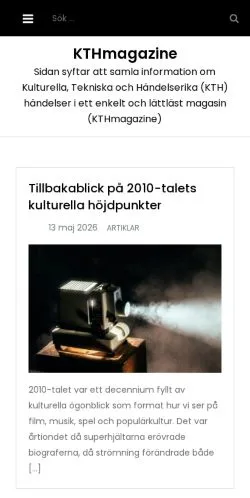 Podgląd witryny KTHmagazine, medium z kraju Szwecja do artykułów sponsorowanych