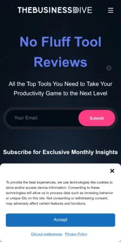 Anteprima del sito The Business Dive, media di Stati Uniti per articoli sponsorizzati