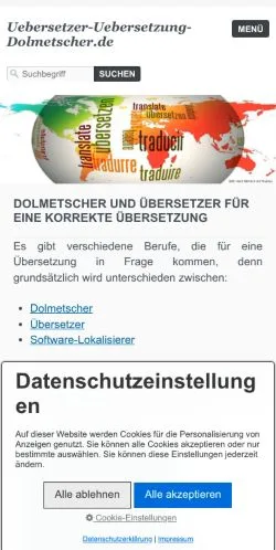 Podgląd witryny Übersetzer Finden, medium z kraju Niemcy do artykułów sponsorowanych