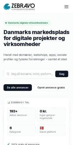Podgląd witryny Zebravo, medium z kraju Dania do artykułów sponsorowanych