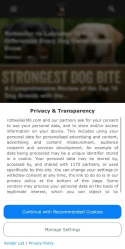 Anteprima del sito Rottweiler Life, media di Stati Uniti per articoli sponsorizzati