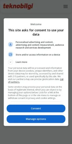 Anteprima del sito Teknobilgi, media di Turchia per articoli sponsorizzati