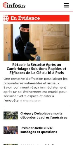 Pré-visualização do site Infos, meio de França para artigos patrocinados