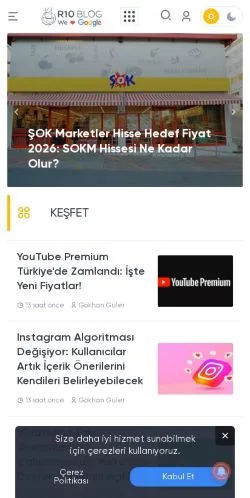 Anteprima del sito R10 Blog, media di Turchia per articoli sponsorizzati