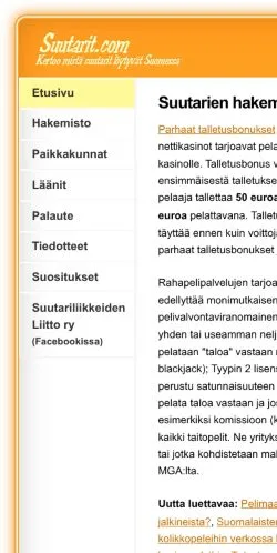 Pré-visualização do site Suutarit.com, meio de Finlândia para artigos patrocinados