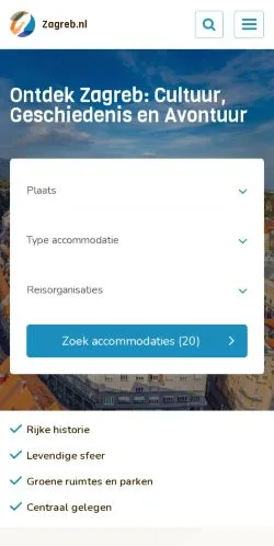 Vista previa del sitio Zagreb, medio de Países Bajos para artículos patrocinados