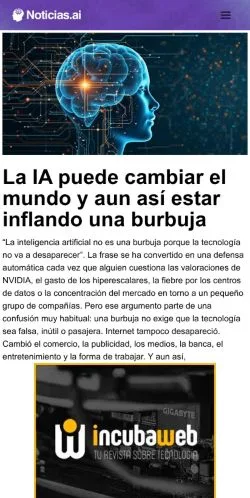 Anteprima del sito Noticias AI, media di Spagna per articoli sponsorizzati