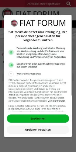 Pré-visualização do site Fiat-Forum.de, meio de Alemanha para artigos patrocinados