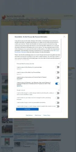 Anteprima del sito Heste-Nettet, media di Danimarca per articoli sponsorizzati