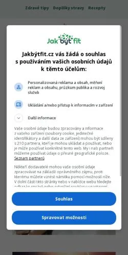 Vista previa del sitio Jakbýtfit, medio de Chequia para artículos patrocinados