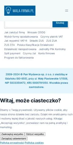 Anteprima del sito Mala-Firma, media di Polonia per articoli sponsorizzati