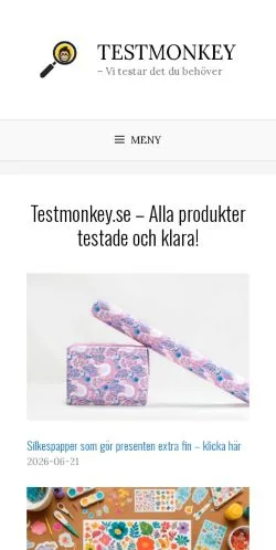 Forhåndsvisning av nettstedet TestMonkey, medium fra Sverige for sponsede artikler